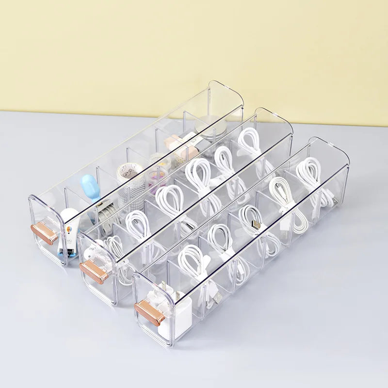 Boîte de rangement d'organisateur de câbles, boîte de gestion de câbles de bureau avec couvercle, organisateur de cordon d'alimentation avec 6 compartiments pour le bureau, la maison et le bureau