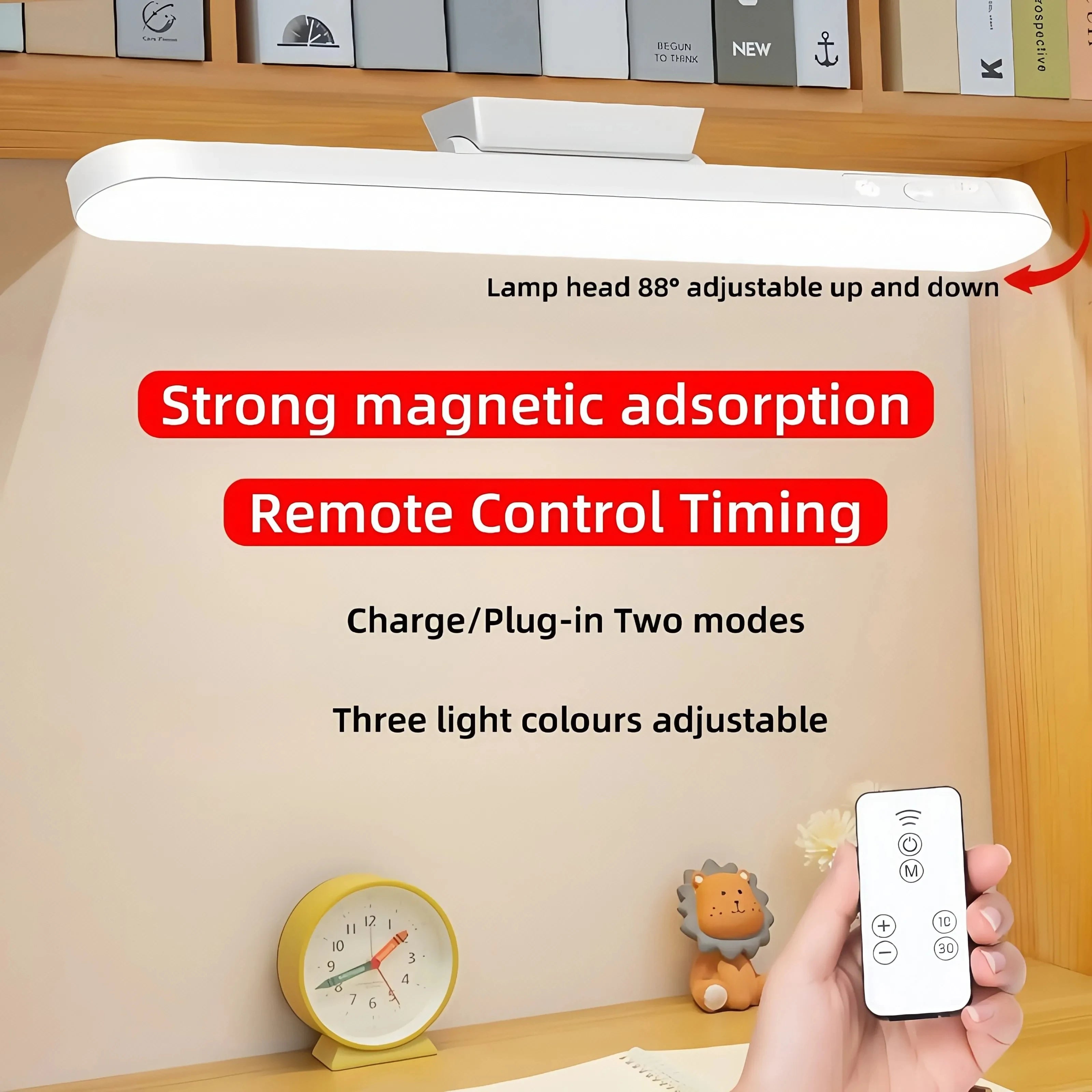 Lampe de Table LED suspendue magnétique, Rechargeable par USB, lampe de bureau, 3 couleurs, lampe de lecture, variable, pour armoire, garde-robe, veilleuse