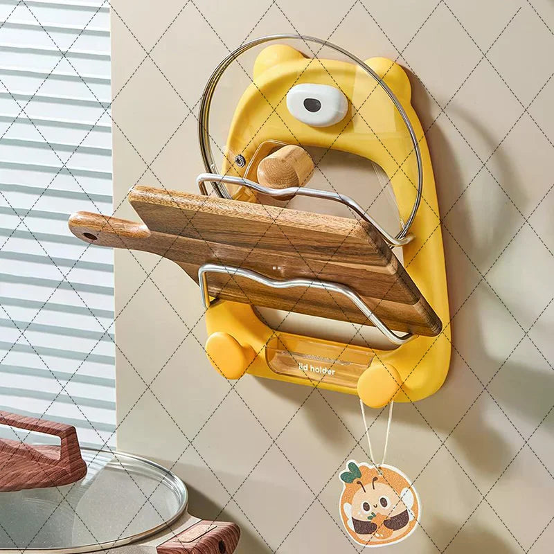 Support mural pour couvercles de casseroles à 2 niveaux, sans perçage, organisateur de casseroles adhésives pour porte d'armoire, Solution de rangement pour cuisine