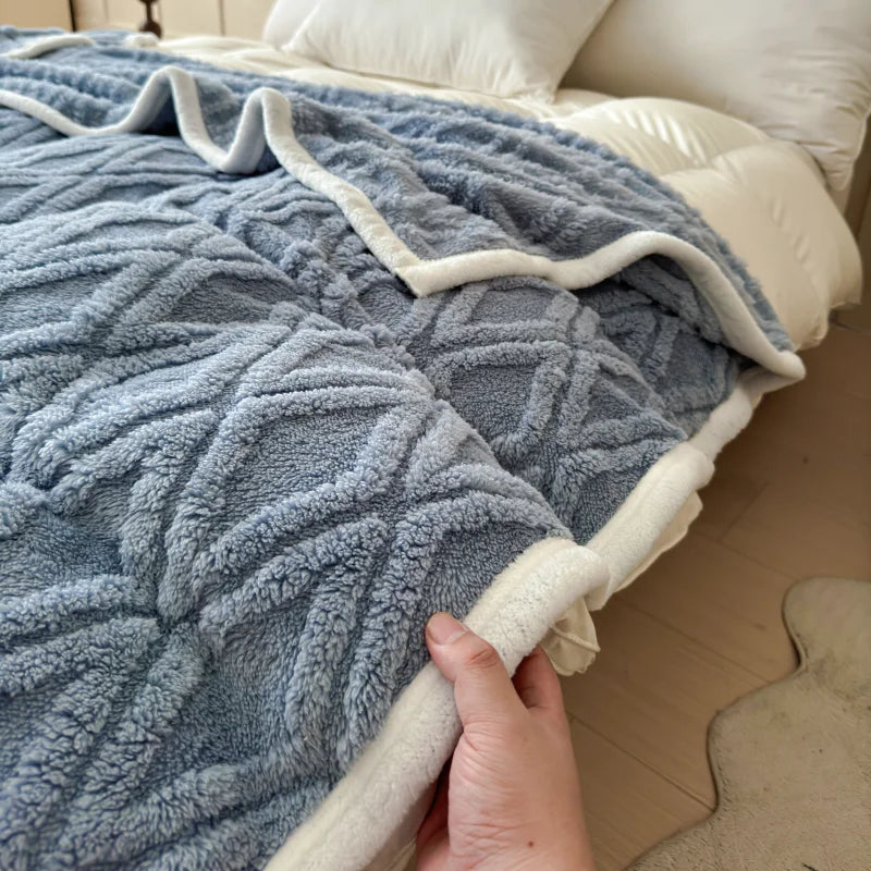 Couverture douce et chaude en polaire d'agneau, pour lit, canapé, hiver, automne et hiver, housse confortable en flanelle pour la sieste au bureau, climatisation