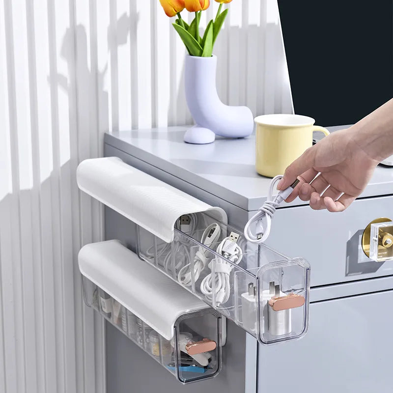 Boîte de rangement d'organisateur de câbles, boîte de gestion de câbles de bureau avec couvercle, organisateur de cordon d'alimentation avec 6 compartiments pour le bureau, la maison et le bureau