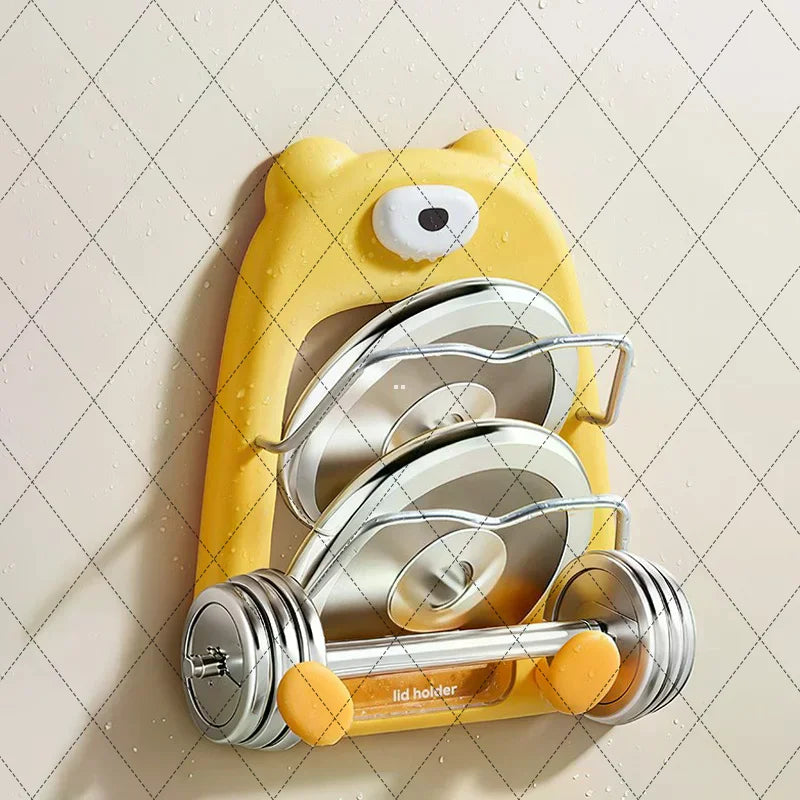 Support mural pour couvercles de casseroles à 2 niveaux, sans perçage, organisateur de casseroles adhésives pour porte d'armoire, Solution de rangement pour cuisine