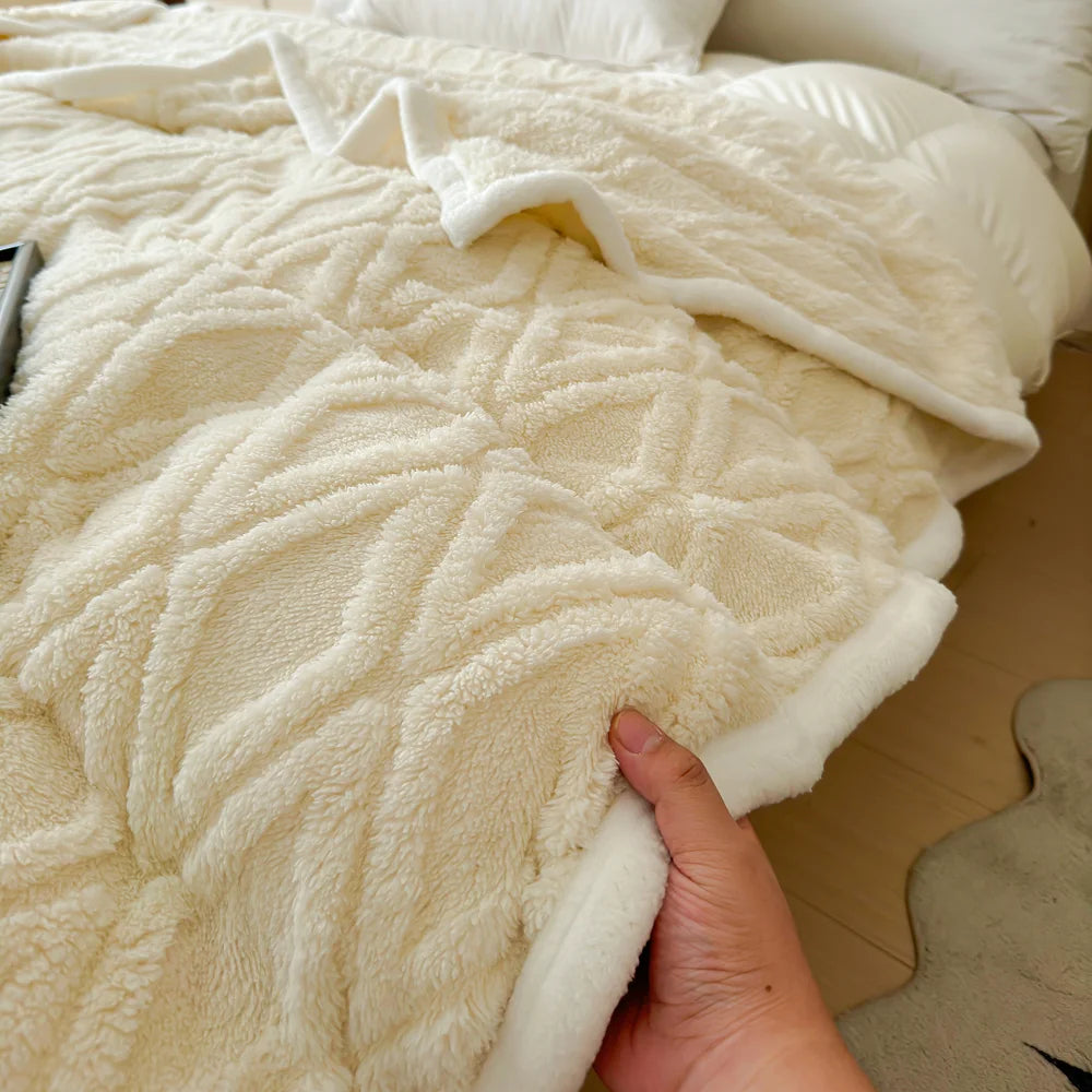 Couverture douce et chaude en polaire d'agneau, pour lit, canapé, hiver, automne et hiver, housse confortable en flanelle pour la sieste au bureau, climatisation